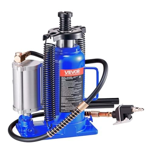 VEVOR Air Hydraulic Bottle Jack, 20 Ton (44092 lbs) Capacity, 10.2-19.5 Inch Lifting Range, Pneumatic/Manual Heavy Duty Welded Bottle Jack with Pump for Car, SUV, Pickup, Truck, RV, Auto Repair, Blue
