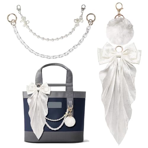 Kaitiaki 4PCS Tote Bag Decor Kit, Decorative Bow & Pom Pom Accessories, Compatible with YETI Camino 20/35/50 Carryall, Bogg Beach Tote Bags (Cape Taupe)
