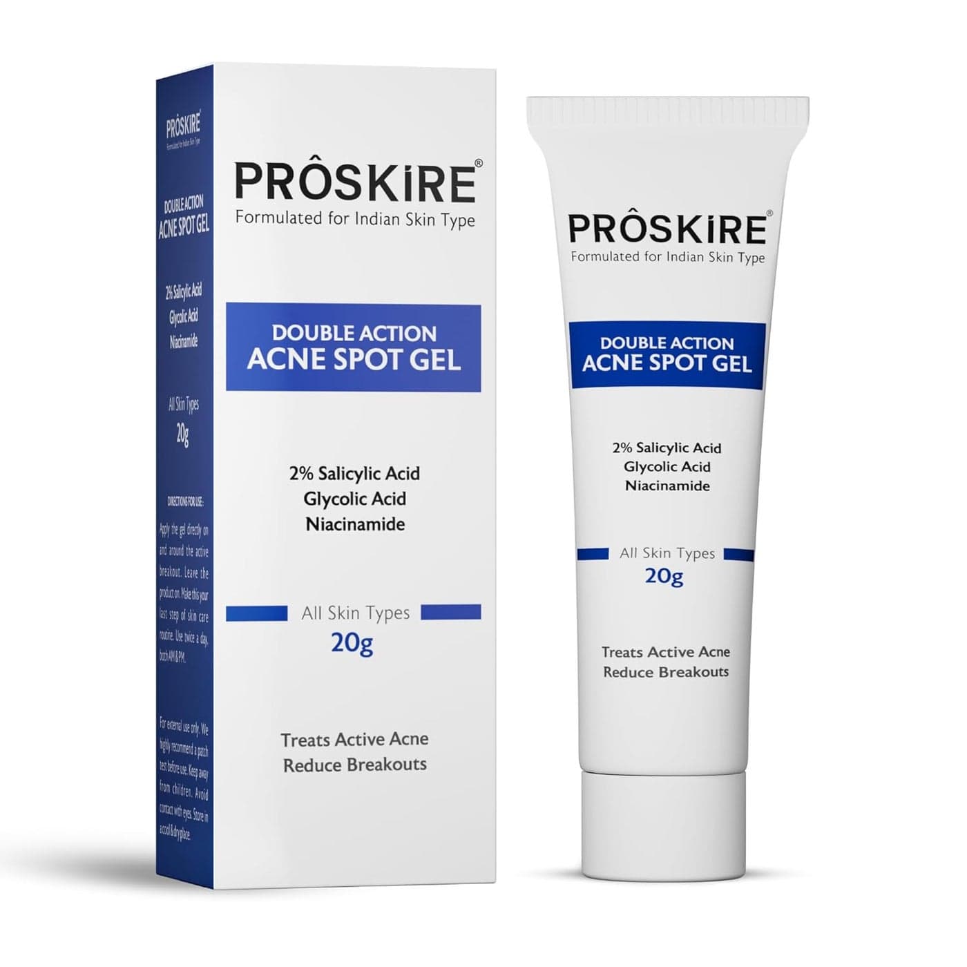 Proskire Double Action Acne Spot Gel For Acne Pimples Blackheads Whiteheads Oil Control
