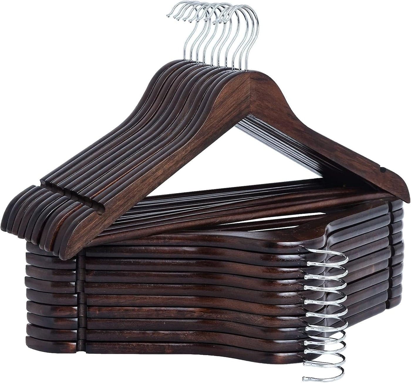 ANH Mart Wooden Hanger for Clothes Hanging Wooden Hangers for Wardrobe Pack of 36 (Walnut)