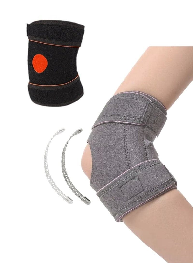 All-In-One Elbow Brace, Adjustable Elbow Support With Double Spring Stabilizer, Suitable For Golf, Badminton, Tennis Outdoor Sports Protective Gear, Elbow Brace For Arthritis, Tendonitis, Sports Injury Pain Relief, Unisex Arm Fixation Elbow Brace