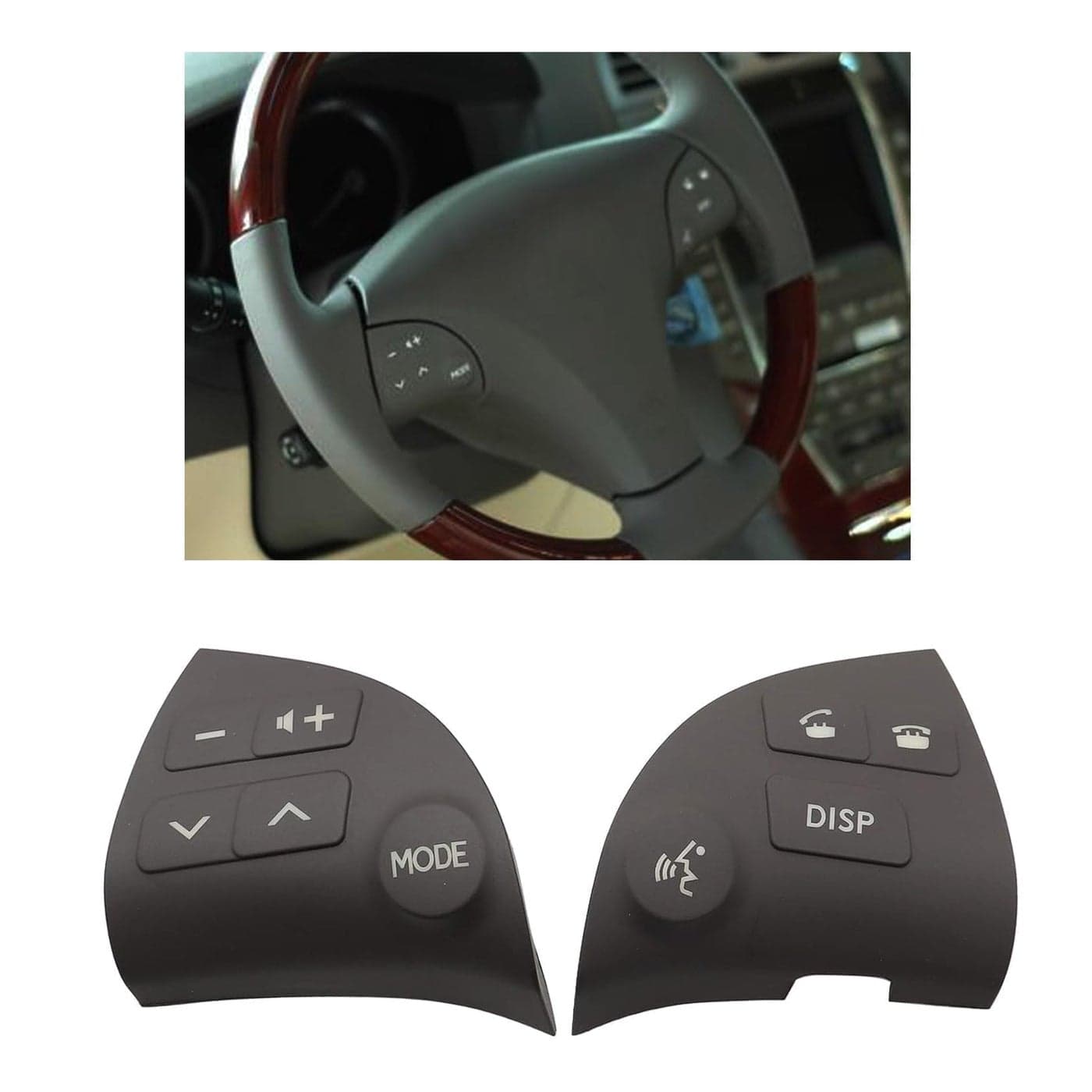 FZJDSD Grey Steering Wheel Control Button Cover 2pcs 8425033190C0 Compatible with Lexus ES350 20062012 Steering Wheel Volume Control Switch Button