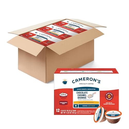 Camerons Coffee Single Serve Pods Flavored Chocolate Caramel Brownie 12 Count Pack of 6