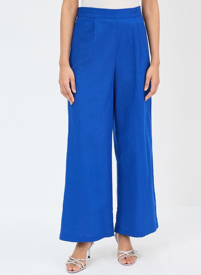 Royal Blue Cotton Straight Fit Pant