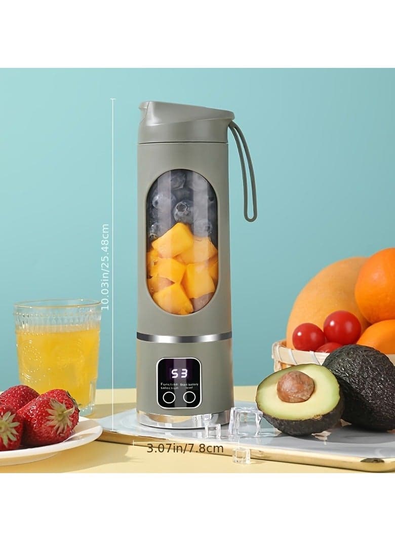 Portable USB Rechargeable Blender with LED Display 450ml Capacity 7.4V 50W Motor 12 Blades for Smoothies Fresh Juice Compact Design for On the Go Nutrition