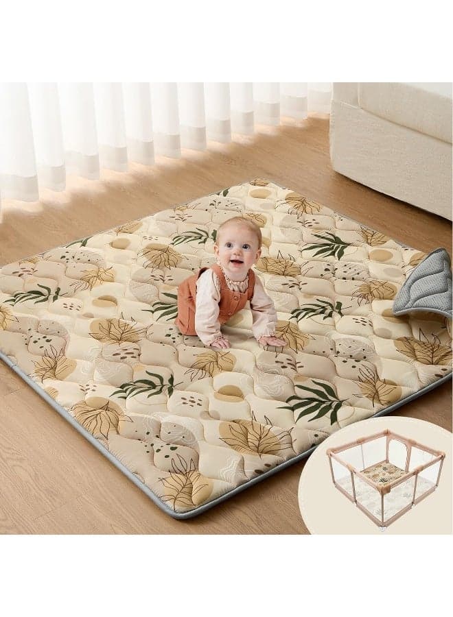 Blissful Diary Baby Play Mats for Floor, Playground Mat 50x50, Thick Padded Foam Filling for Infants and Toddlers, Earth Tones Ap Mat