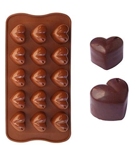 Inditradition Silicone Chocolate Candy Mould, Heart Shape | 15 Cavity Mold, Re-Usable (Brown)