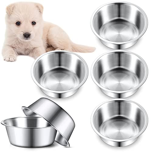 Yahenda 6 Pcs Stainless Steel Metal Dog Bowls Bulk Replacement Basic Thickened Pet Bowls for Small Medium Large Dogs, Dishwasher Safe(6.9 Inch)