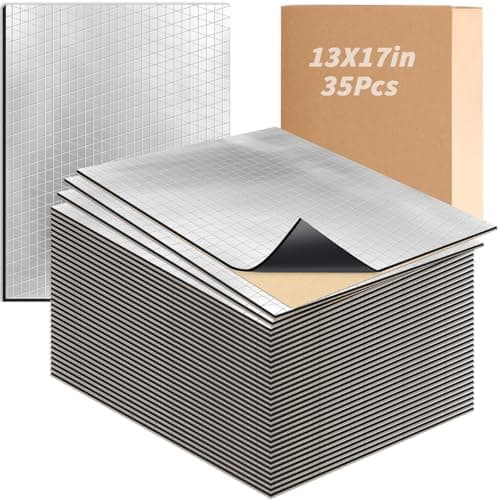 35 PCS Car Sound Deadening Material Mat - 196 mil 53.72 sqft Auto Audio Deadener Foam, Sound Dampening and Heat Insulation Mat, Noise Insulation and Vibration Dampening Material for Hood Ceiling Door