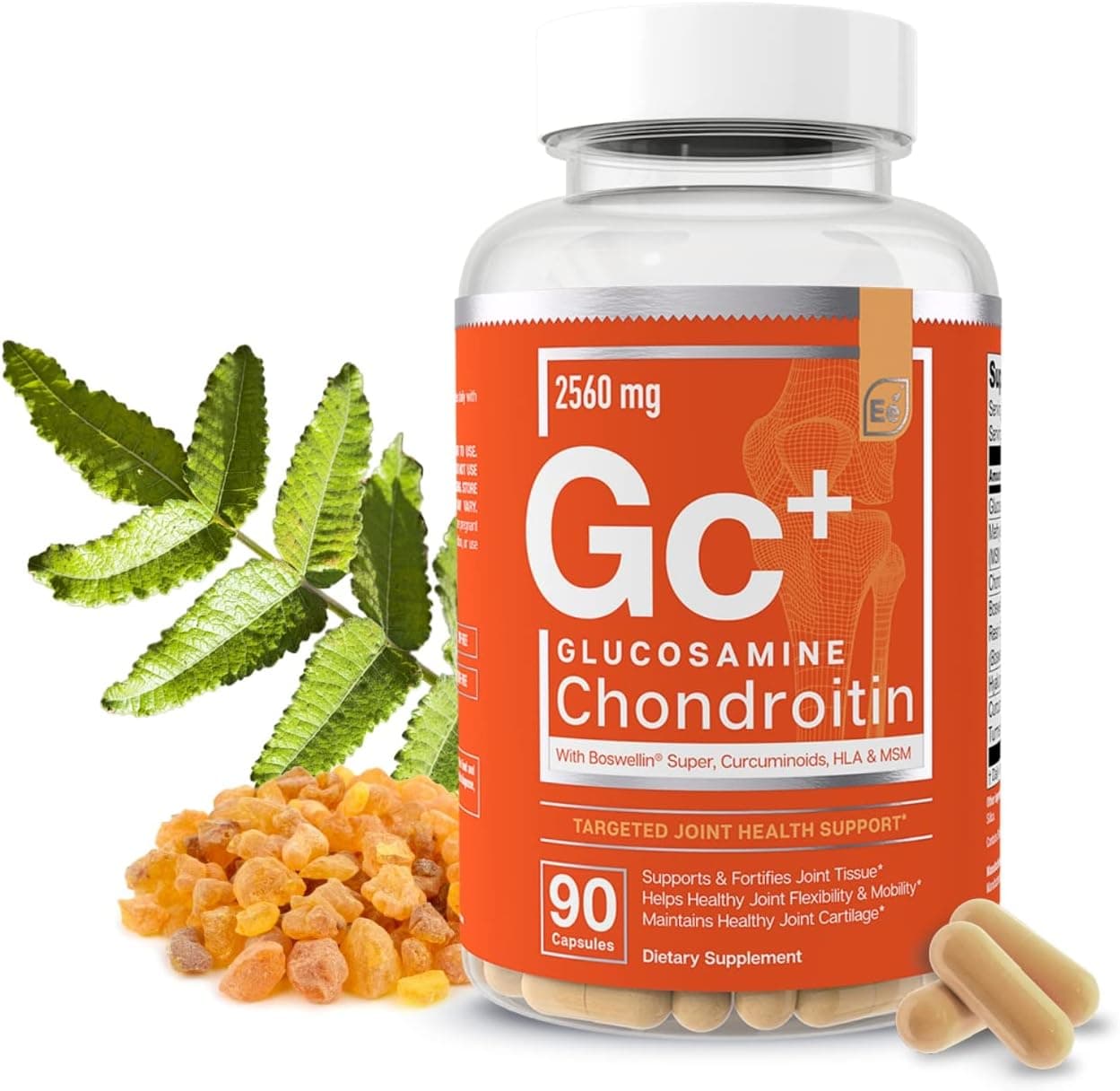 Essential Elements Glucosamine Chondroitin MSM Boswellia Serrata Hyaluronic Acid Supplement Joint Support Antioxidant Supplement for Flexibility 90 Capsules