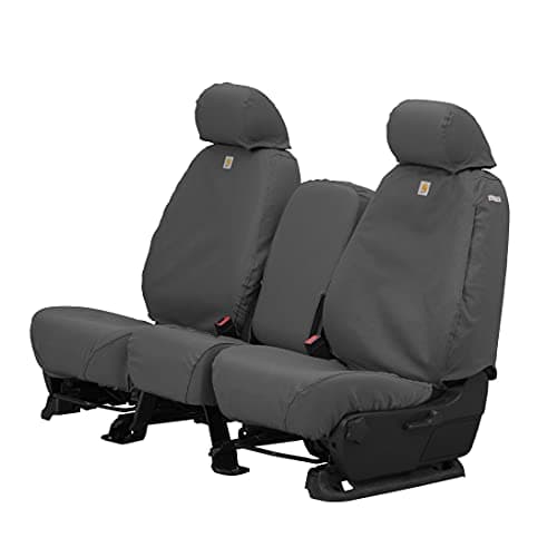 Covercraft Carhartt SeatSaver Custom Seat Covers | Fits 2017-2019 Chevrolet Silverado/GMC Sierra 1500/2500/3500 (2019 1500 Old Body Style) | 1st Row 40/20/40 Bench Seat, Duck Weave Gravel
