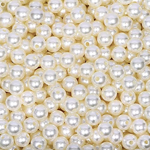 AceFun Pearl Beads for Jewelry Making 550pcs 10mm Pearl Craft Beads with Hole Loose Fake Pearls Small Faux Pearls for Jewelry Making Bracelet Necklace DIY Sewing Decor and Vase Filler