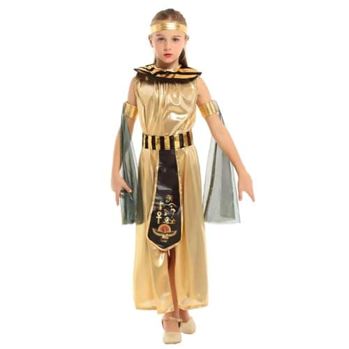 Dressy Daisy Egyptian Goddess Queen Cleopatra Princess Dress Up Costume with Accessories for Girls Size 1012 Gold