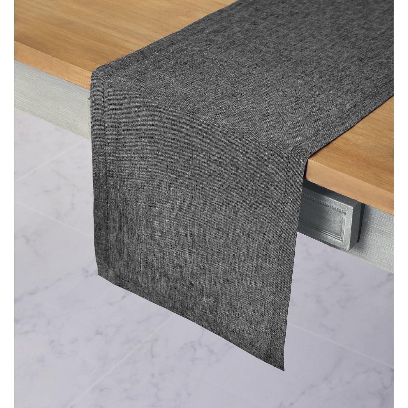 Solino Home Linen Table Runner 90 Inches Long Athena 100 Pure Linen Charcoal Grey Table Runner 14 x 90 Inch for Dining Halloween Thanksgiving