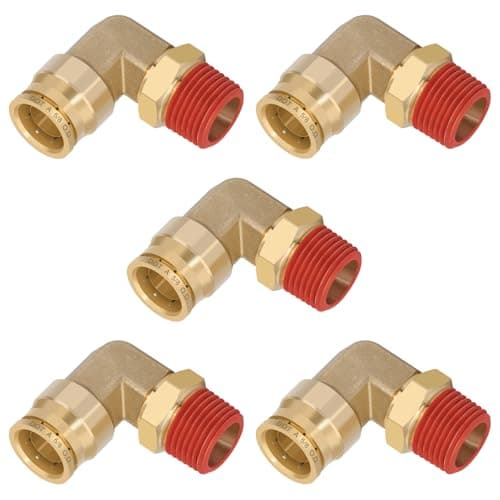 Boeray 58 Quick Push to Connect Fittings Brass 90 Degree Union Swivel Elbow Joint DOT Approved 58 Tube OD x 12 NPT Thread Air Brake Line Adapter Air Suspension Kit for Car Truck Trailers 5pcs