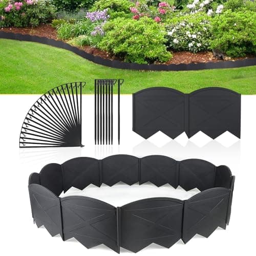 Vashly 20ft Landscape Edging No-Dig, 5.9 inch Tall Garden Edging Border with 20 Pcs Stakes, 20 Pack Garden Edging Flexible for Garden Flower Beds Lawn Yard Pathway