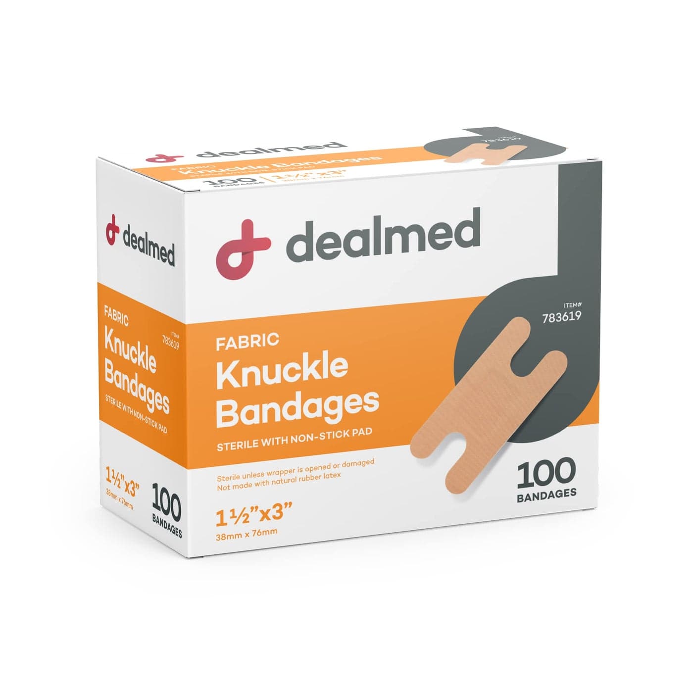 Dealmed Fabric Knuckle Flexible Adhesive Bandages 100 Count 1 Pack Bandages with NonStick Pad Latex Free Wound Care for First Aid Kit 1 12 x 3