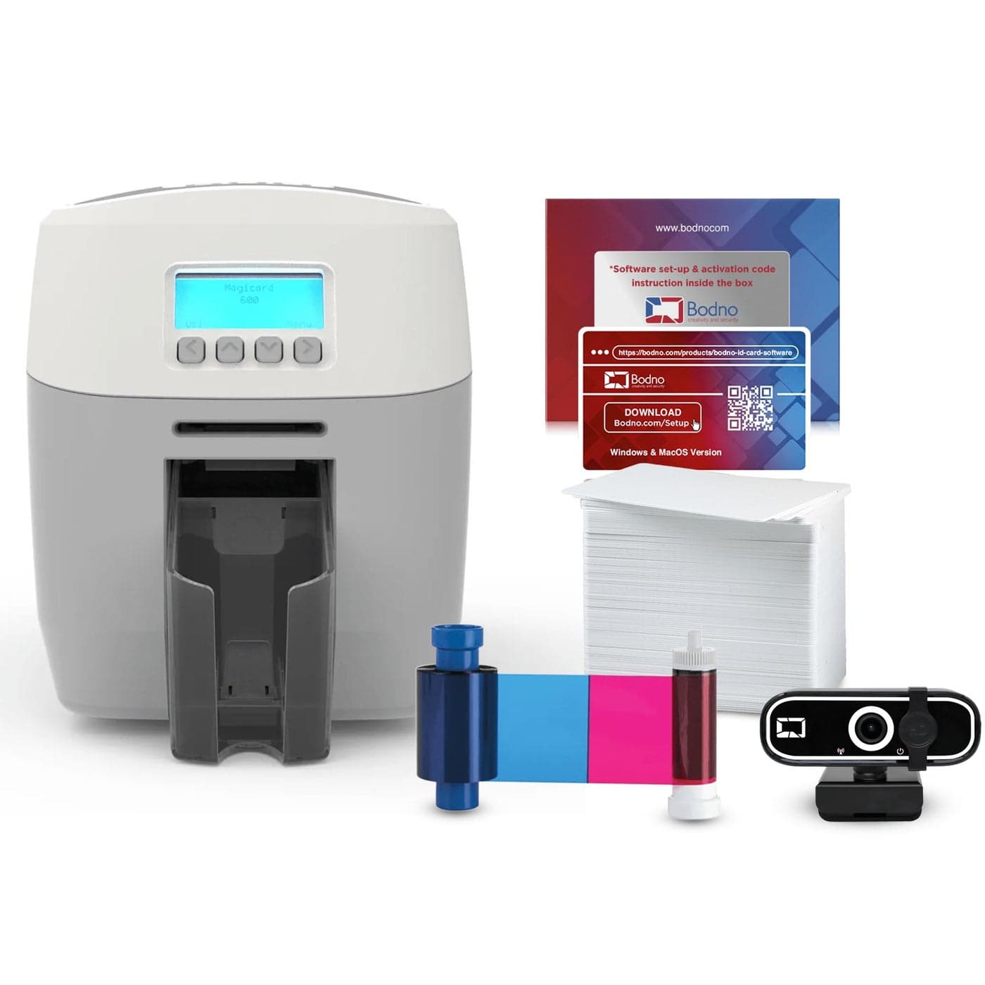 Bodno Magicard 600 Single Sided ID Card Printer Complete Supplies Package ID Software Bronze Edition