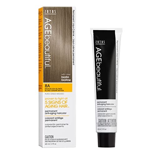AGE beautiful Permanent Hair Color Dye Liqui Creme 100 Gray Coverage AntiAging Haircolor Biotin for Thicker Fuller Hair Professional Salon Coloring 8A Medium Ash Blonde