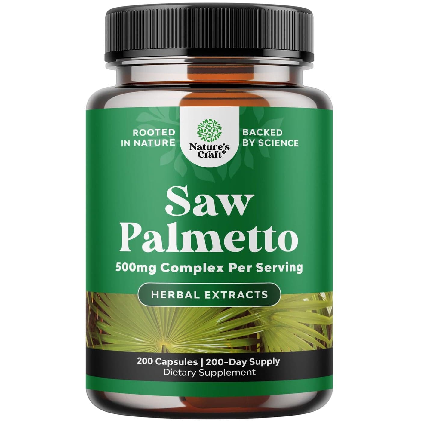 Extra Strength Saw Palmetto Extract Advanced Herbal Complex for Hair Health and Urinary Support with Plant Sterols Flavonoids Potent Herbal Supplement with 500mg per Serving 200 Capsules