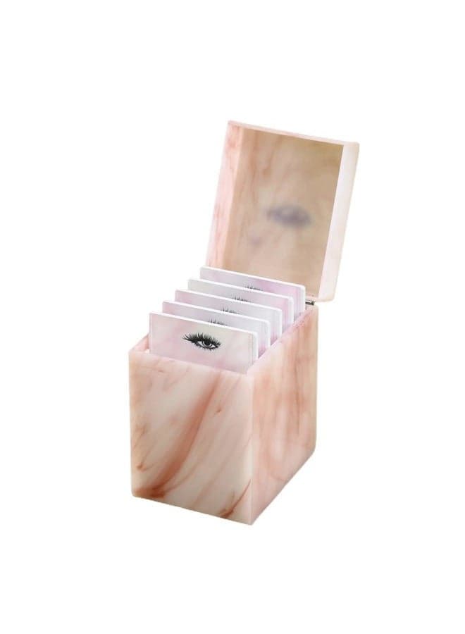 5 Layers Acrylic Eyelash Storage Box, Makeup Eyelashes Extension Close-Packed Display with 5 Pallets, Grafting False Eyelashes Glue Pallet Holder Display Organizer (5 Layer Marble Pink)