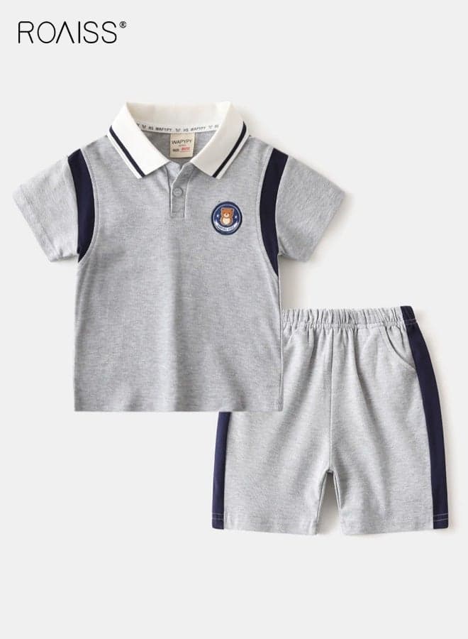 Boys 2PCS Outfit, Stylish Polo Shirt and Shorts Set for Boys, Summer Suit with Short Sleeve Top and Elastic Waist Short Pants, Perfect for Daily Wear or Various Occasions