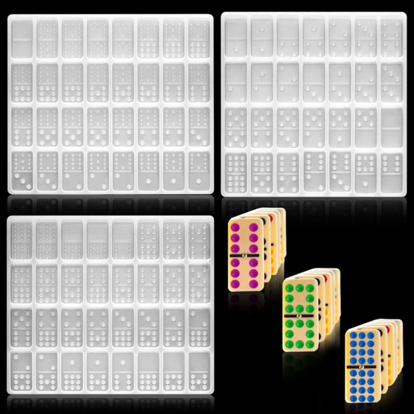 Domino Resin Molds Double 12 Colored Dot Dominoes Molds Epoxy Domino Resin Candy Clay Silicone Dominoes for DIY Craft