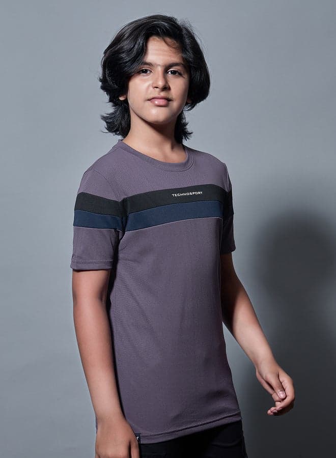 Color Block Short Sleeves Round Neck T-Shirt