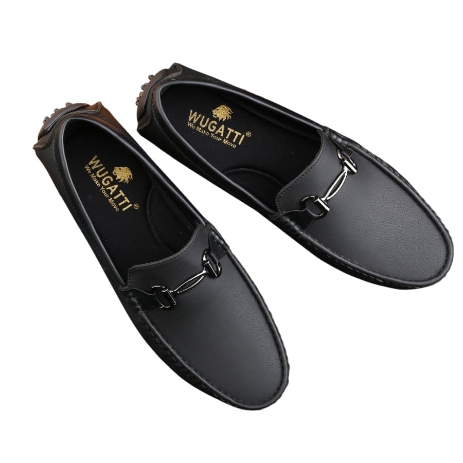 WUGATTI Men's Black Suede Stylish, Comfortable & Casual Slip-On Loafers 10