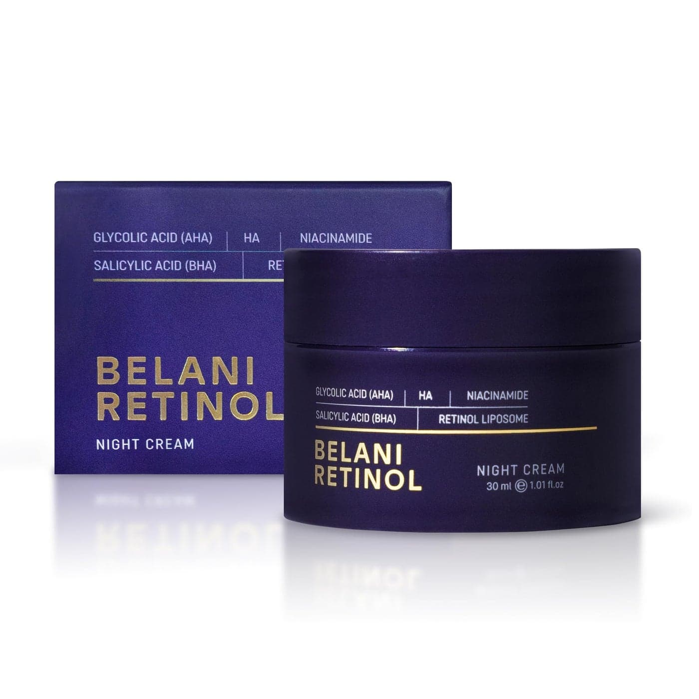 ABERA Belani Retinol Night Cream with Collagen Hyaluronic Acid AntiWrinkle Fine Line Smoother Even Skin Tone Hydrating Facial Moisturizer for Women 101 Fl Oz