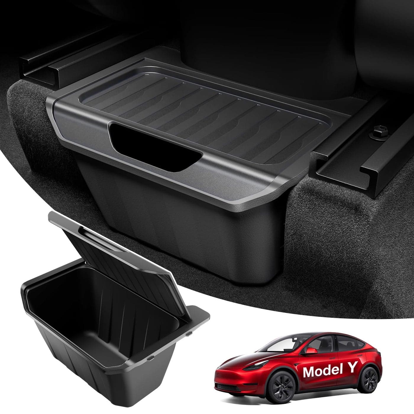 Wigoo Upgrade Tesla Model Y Accessories Rear Center Console Organizer Partitioned Storage Stable Installation Backseat Storage Box for Tesla Model Y 20202025 Not Fit Model Y Juniper