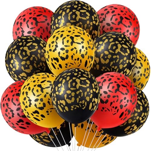 Gejoy 36 Pcs Cheetah Balloons Gold Black Red Leopard Print Balloons 12 Inch Spots Latex Leopard Jungle Animal Decorations for Cheetah Zoo Theme Birthday Party Supplies