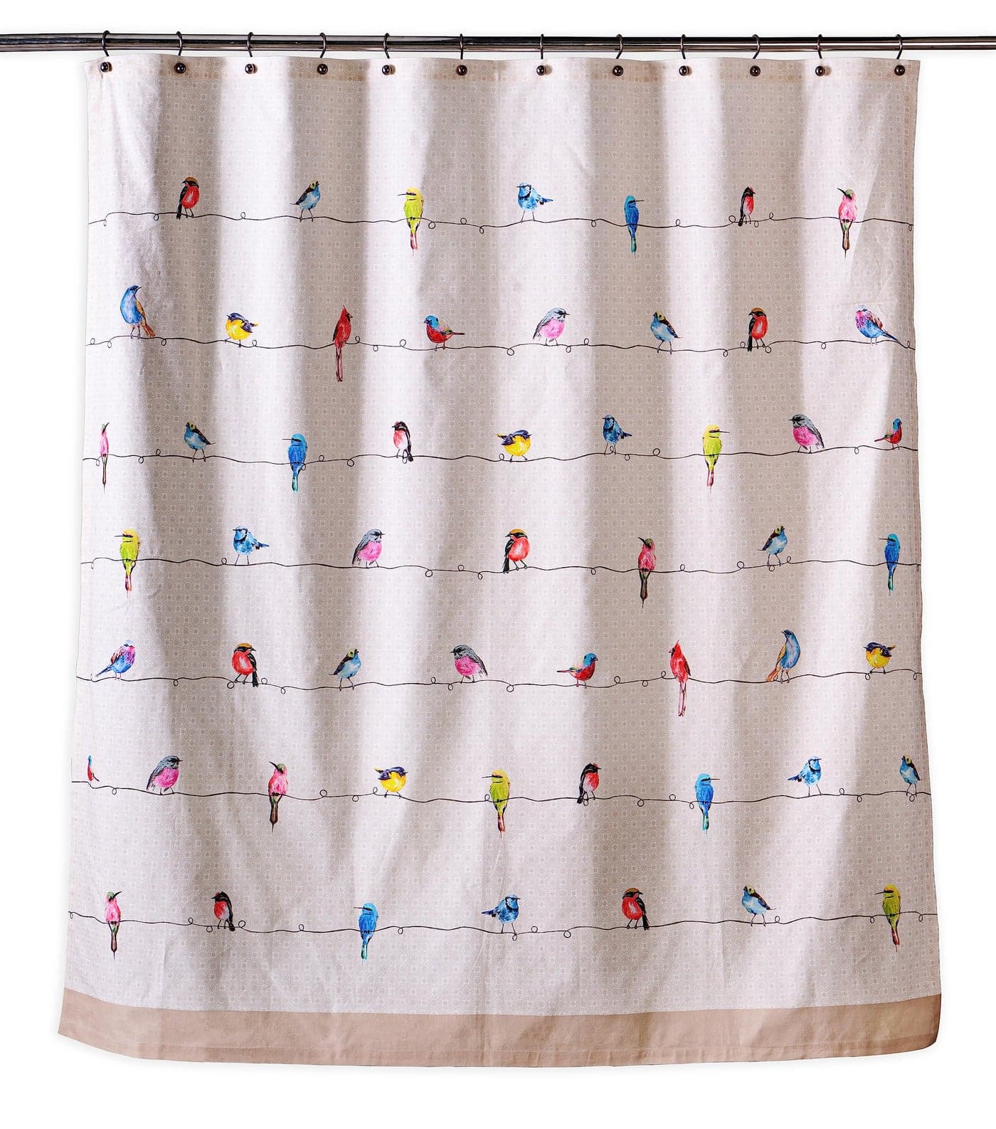 Maison d Hermine Shower Curtain 100 Cotton One Panel 70x72 Washable Fabric Shower Curtains for Bathroom Easy Hanging with 12 Button Holes Home Farmhouse Hotel Spa Birdies On Wire