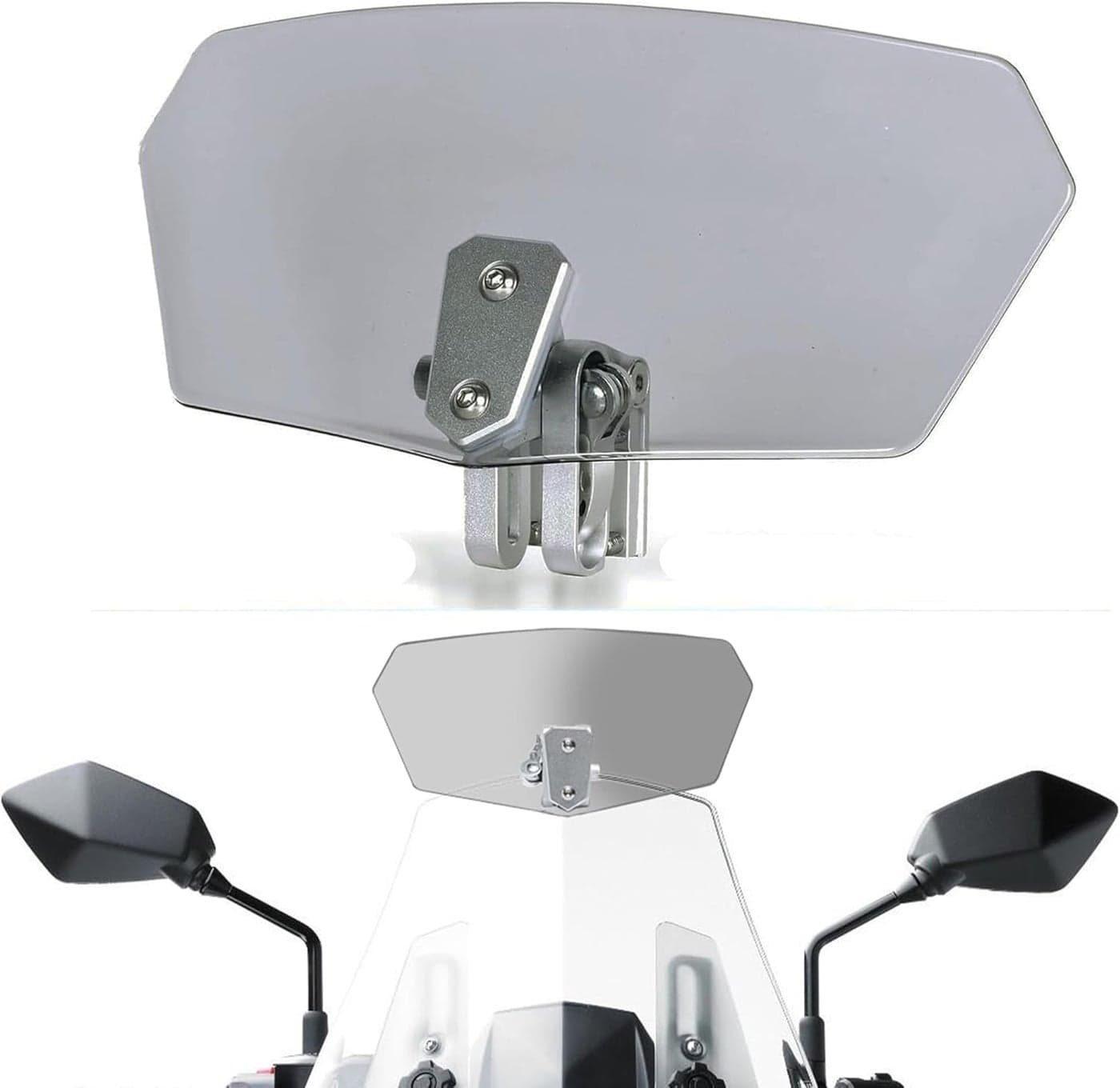 Sresk Motorcycle Windshield Extension - Adjustable Clip On Wind Deflector for Harley, Suzuki, Kawasaki