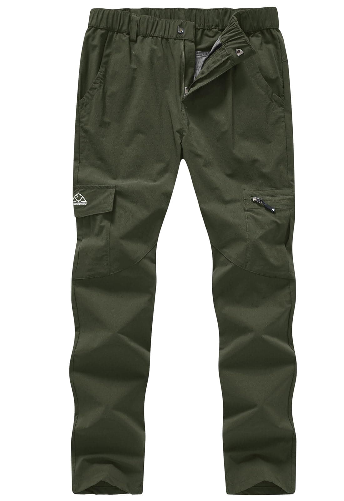 YSENTO Womens Hiking Pants Lightweight Stretch Quick Drying UPF 50 Camping Travel Work Cargo Pants 6 Pockets Army Green Size L