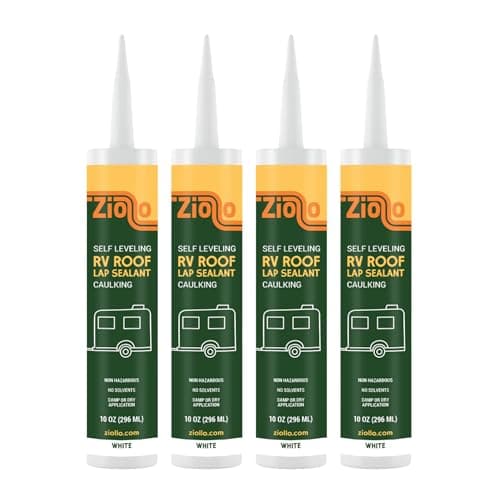 Ziollo RV Roof Lap Sealant SelfLeveling EPDM Caulk for Rubber Roofs Seams Vents Waterproof Sealant for Motorhomes Trailers Campers White 110 oz Tubes