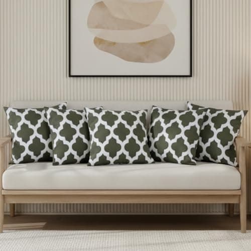 HOMEMONDE 20 By 20 Cotton 120 TC Cushion Cover Set Of 5 - Sofa Cushion Covers For Living Room Couch, Grey