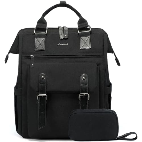 LOVEVOOK Laptop Backpack for Women Work Travel Commuter Backpack Business Computer Bag Doctor Nurse Bags College Backpack Purse, 17 Inch, Black-black