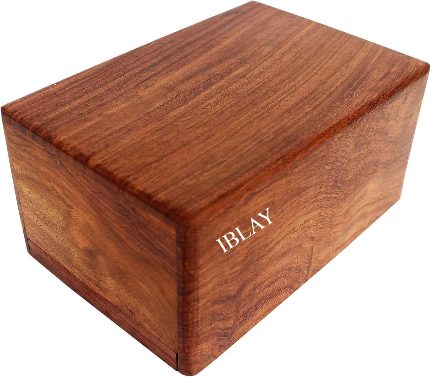 Indian Glance Sheesham Wood Urn - XX-Large (9.5" x 7.5" x 5.25") Hand Carved Brown Urn with Sliding Lid (225 cu. in.)