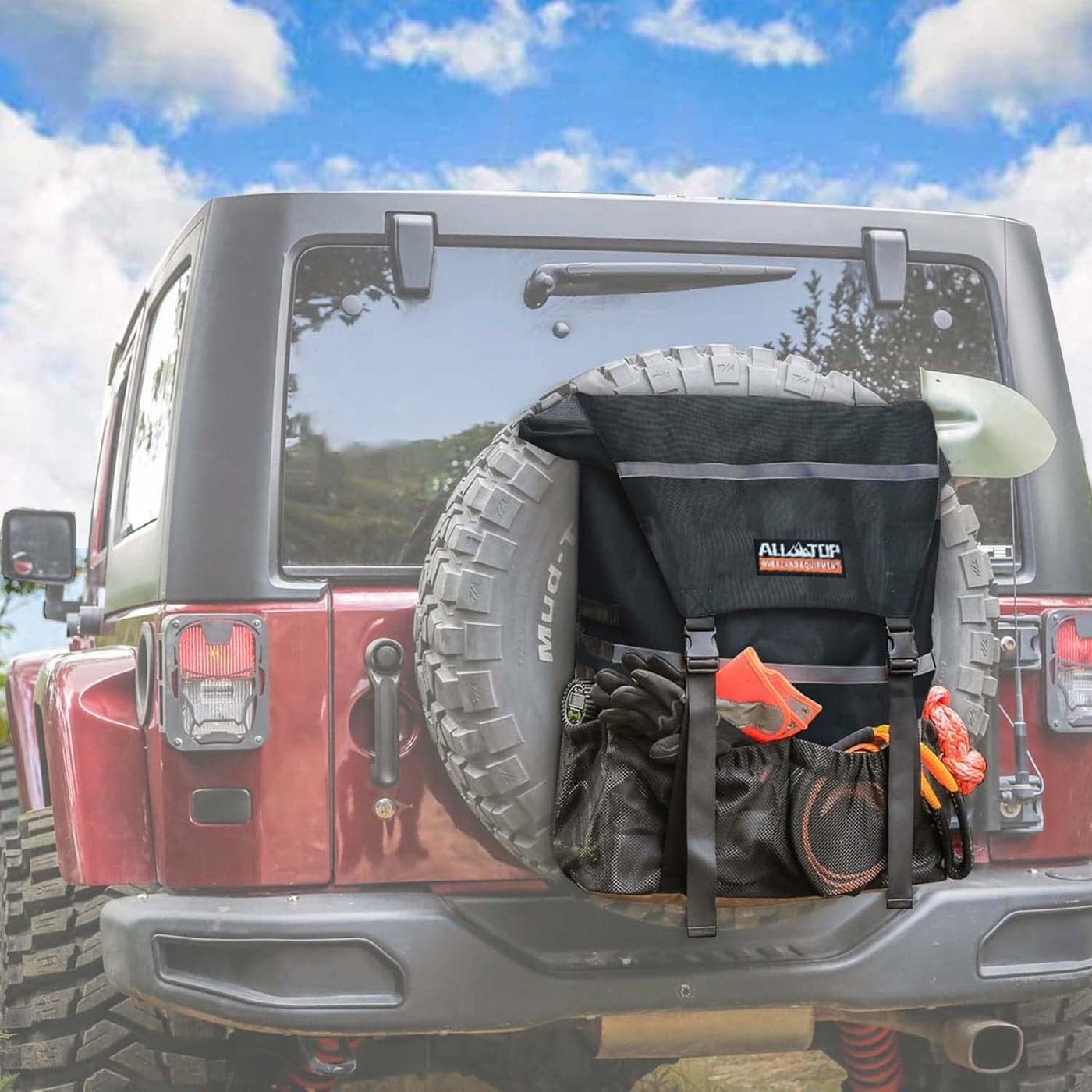 ALLTOP Spare Tire Trash Bag Heavy Duty Truck Tailgate Trash Bag Cargo Storage Bag for Jeep Truck SUV or Car Fit up to 40 Tire Carbon Black