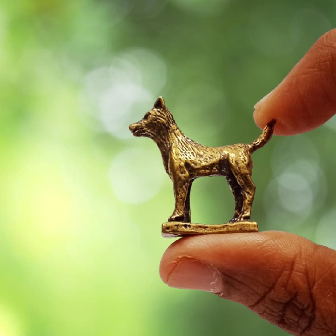 Purpledip Rare Miniature Brass Figurine Dog Collectible Statue with Detailed Very Fine Workmanship 12699G