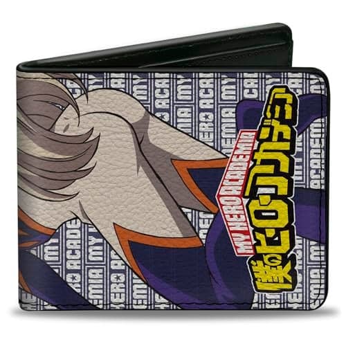 BuckleDown Crunchyroll Wallet Bifold My Hero Academia Pro Hero Mt Lady Pose and Logo Purple White Vegan Leather