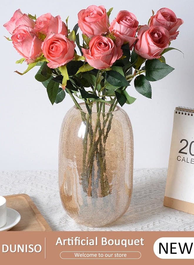 9pcs Artificial Flowers Table Centerpieces Decor Fake Silk Flowers Bouquets Arrangement for Home Room Office Party Table Flowers Decoration Wedding Table Centerpieces