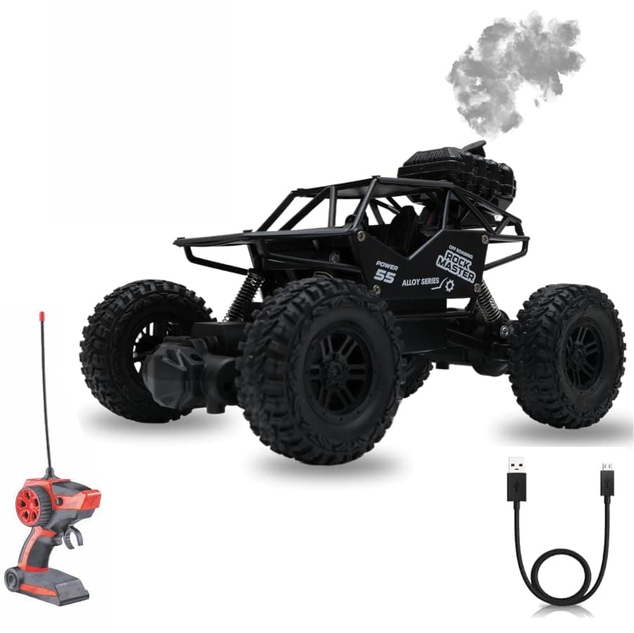 abyz Remote Control Rock Master/Crawler with Smoke, Monster Car for Kids Truck Climbing Toy (Black)