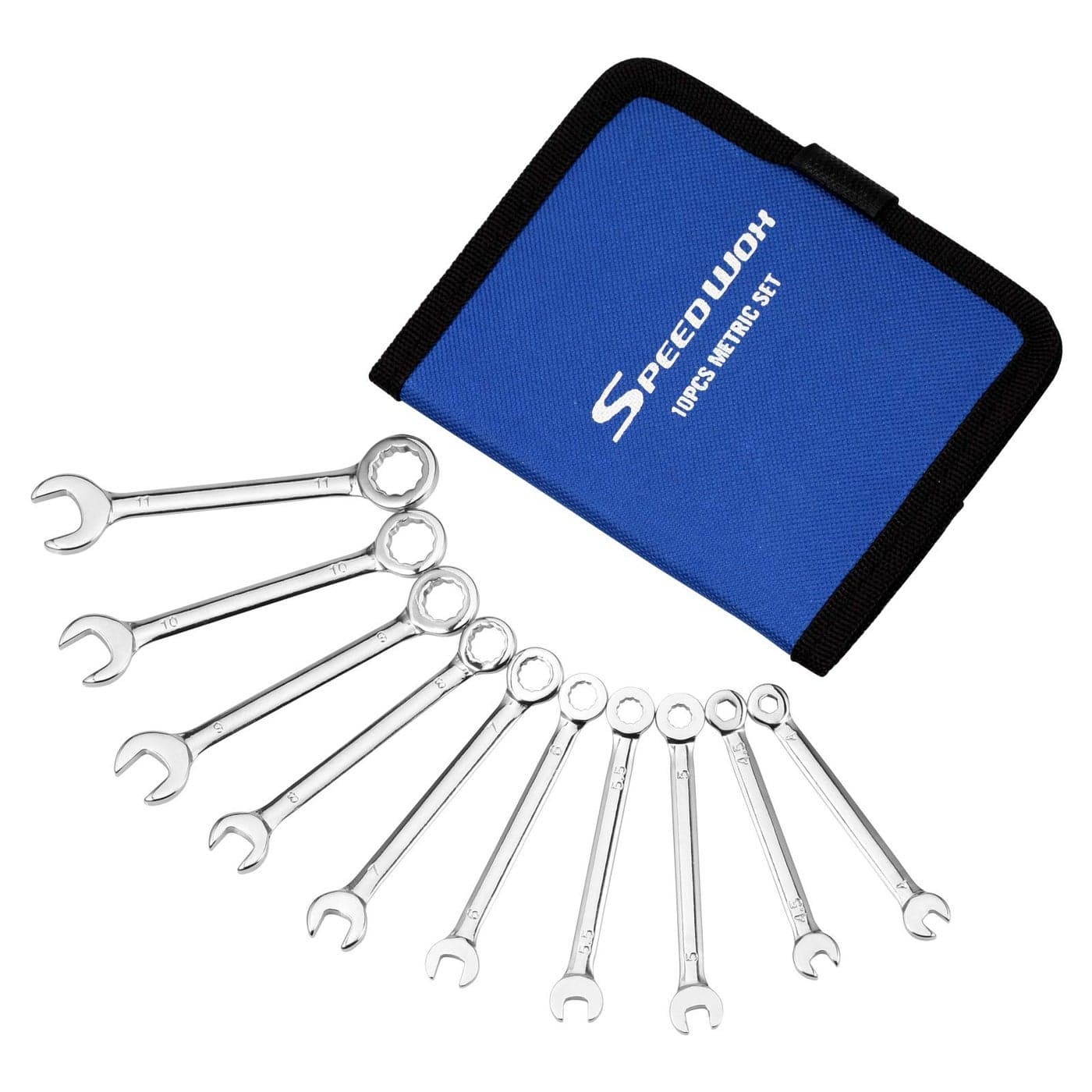 SPEEDWOX 10 Pcs Mini Combination Wrench Set 411mm Open and Box End for Automotive Industry Electronics Mechanic Home Hobby High Carbon Steel
