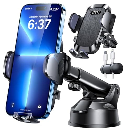 HTU 98LBS Strongest Suction MilitaryGrade Ultimate Car Phone MountPatent Safety Certs Cell Phone Holder Truck Stand for Dashboard Windshield Vent for iPhone 17 Pro Max 16 15 Samsung Black