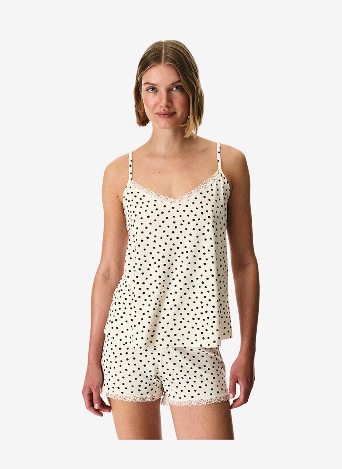 Women Fleur Sleeveless Shorts Beige Set