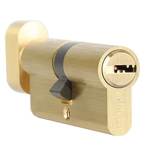 Jeriup Euro Profile Cylinder, Cylinder Lock, Solid Brass, 90mm(40/10/40) with 5 Keys (dimple), Single Open Copper, Anti-Rust Corrosion Resistant Anti-Theft