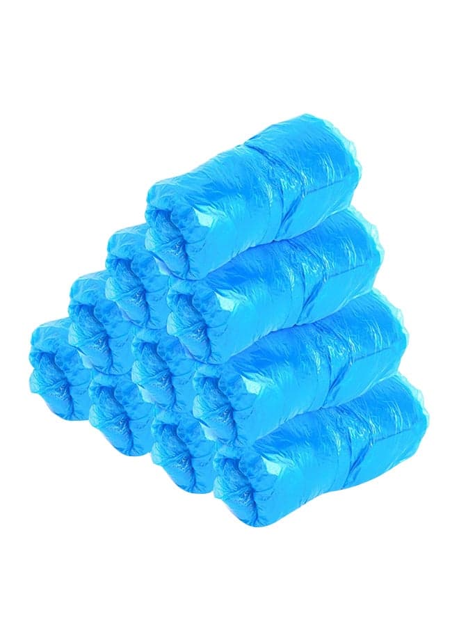 100-Piece Waterproof Disposable Shoe Cover Blue 25cm