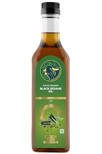 GirOrganic Sesame Oil 1 Litre | Cold Pressed Virgin Black Oil for Cooking | Unrefined & Unfiltered Kacchi Ghani Til Oil | Wood Pressed Sesame Oil | Chemical Free & Natural